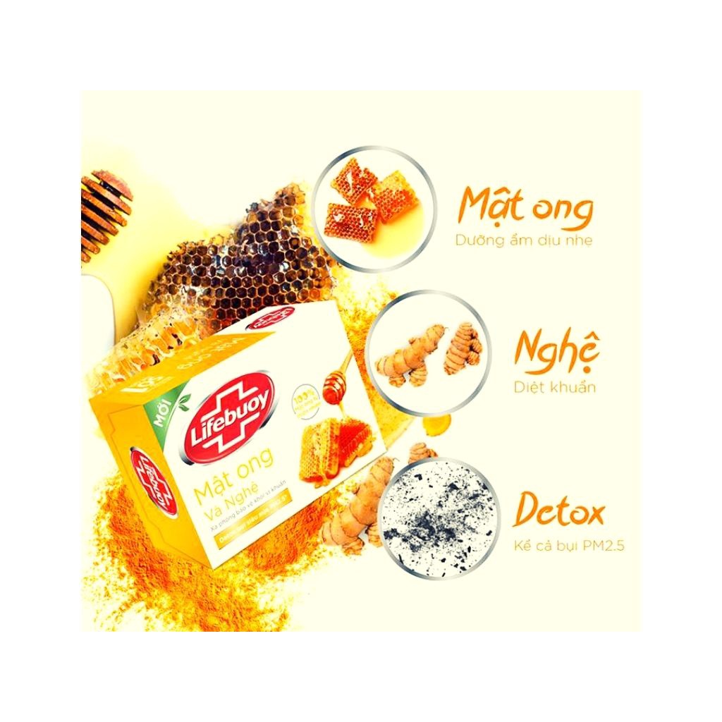 Xà bông cục Lifebuoy đỏ, xanh dương, mật ong và nghệ 90g/cục