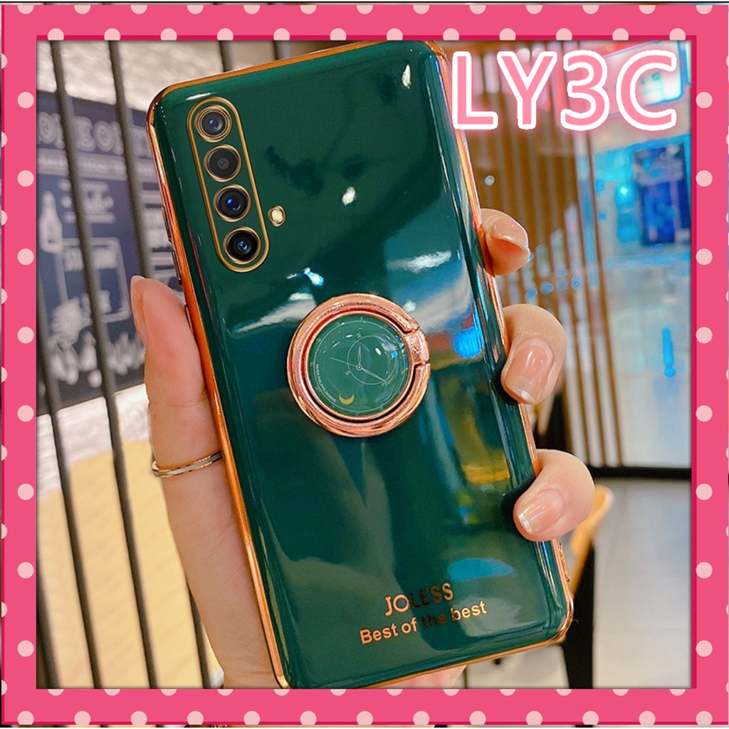 Ốp Điện Thoại Mềm Mạ Điện Có Giá Đỡ Cho realme 5 5I 5S 6 6S 5PRO Q 6PRO C11 C12 C15 C17 C1 C21 C25