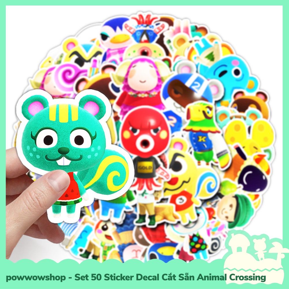 [Sẵn VN - Hỏa Tốc] Set 50 Sticker Mini Decal Dán Trang Trí Vật Dụng Mẫu Nhân Vật Game Animal Crossing Horizons Pose Bae