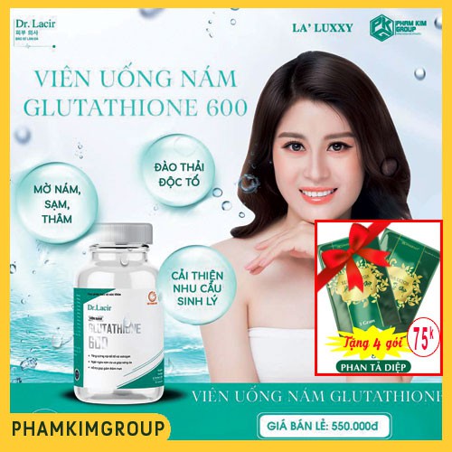 Viên Uống Nám Trắng Da GLUTATHIONE 600 Lamer - Dr Lacir ,hạn chế lão hoá da,nếp nhăn, tăng nội tiết tố nữ