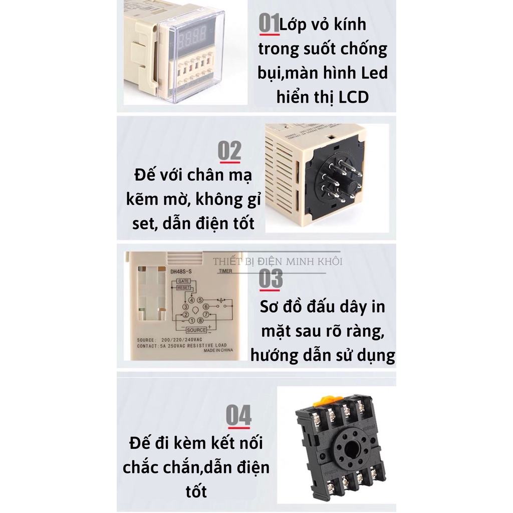 rơ le thời gian omron DH48S-S 220V, đồng hồ rơ le thời gian DH48S-1Z, timer omron DH48S-2Z,relay thời gian