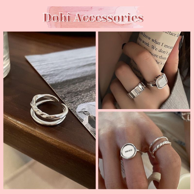 Nhẫn Đeo Tay Dạng Hở Chất Liệu Kim Loại Titan Không Gỉ Phong Cách Retro Sang Trọng Cho Nữ Dobi N9