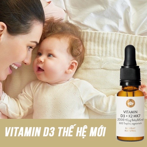 Vitamin D3 K2 MK7 Sunday Natural cho trẻ em của Đức 20ml | Minizon Kids