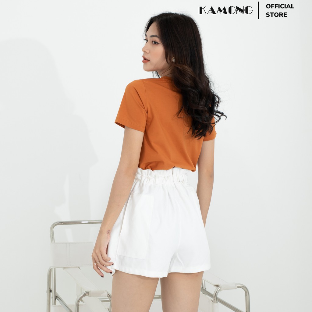 Áo thun nữ cổ tròn tay ngắn KAMONG vải cotton 100% cao cấp