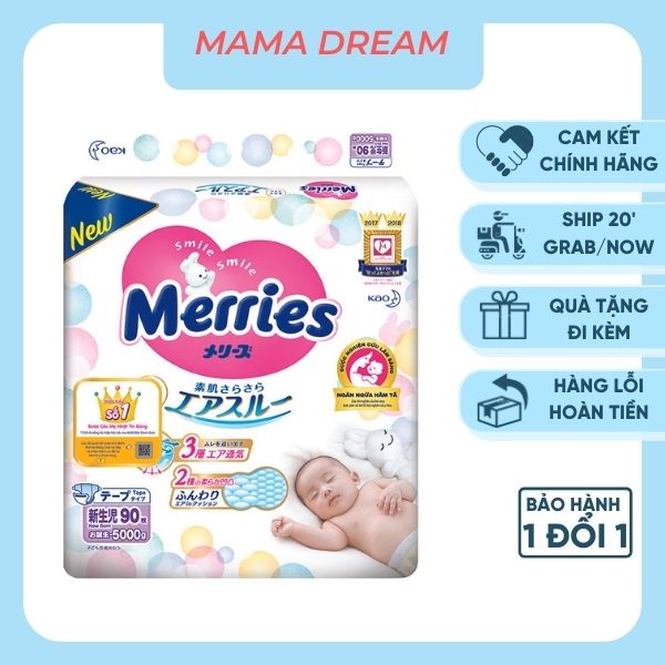 Bỉm Merries [FREESHIP] Bỉm Merries Cộng Miếng Chính Hãng Dán/Quần đủ size NB96/S88/M68/M64/L58/L50/XL44/XXL28