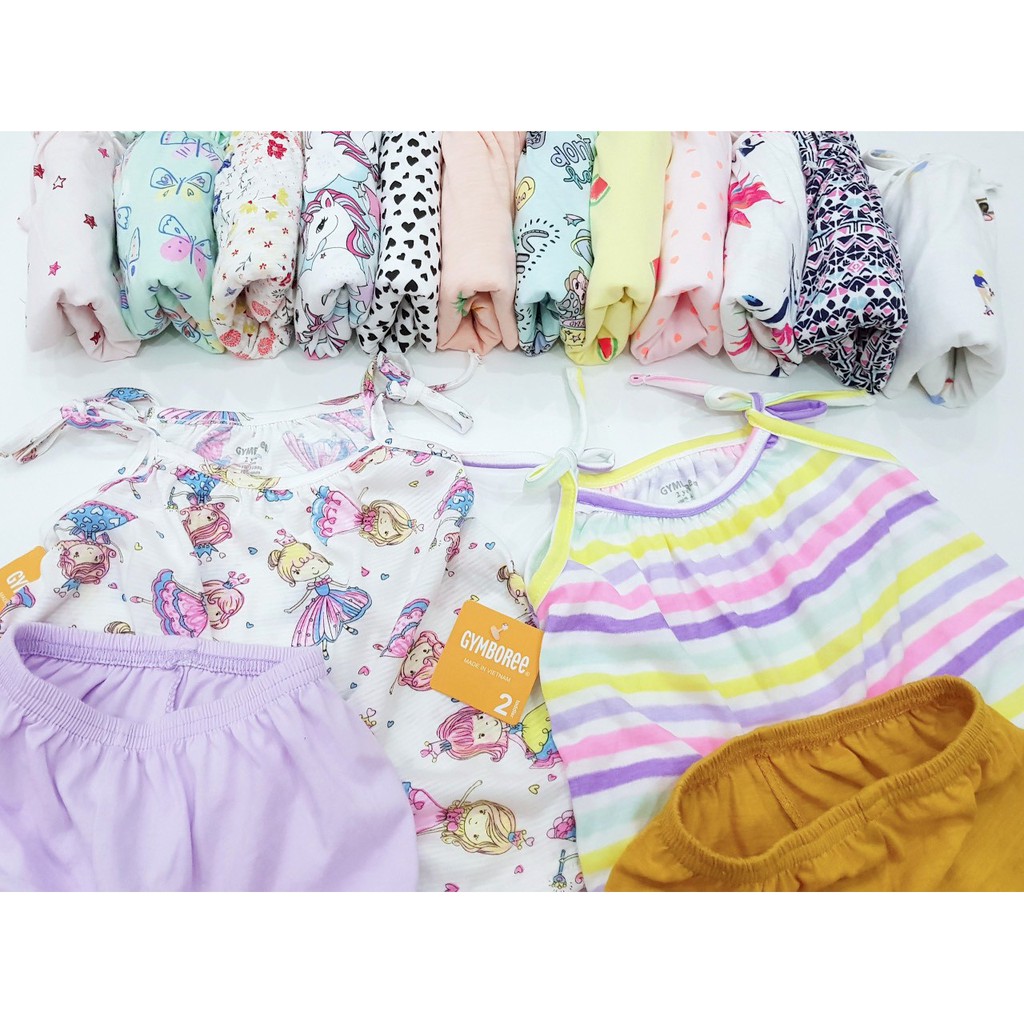 Bộ bé gái 2 dây thun cotton