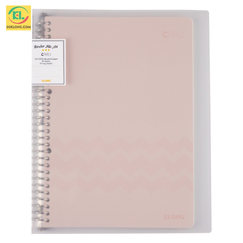 Sổ còng sắt A4 30 lỗ chấu 80 tờ Caro, binder dễ frefill giấy Klong MS 540