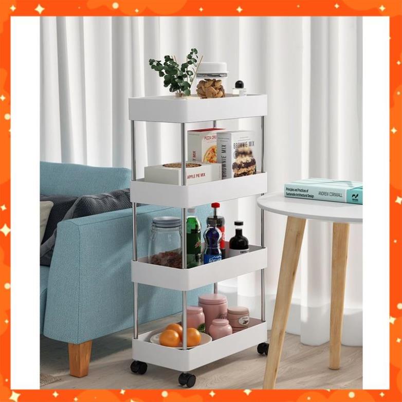 Kệ để đồ đa năng 4 tầng có bánh xe, dành cho nhà tắm, nhà bếp, Xe đẩy spa