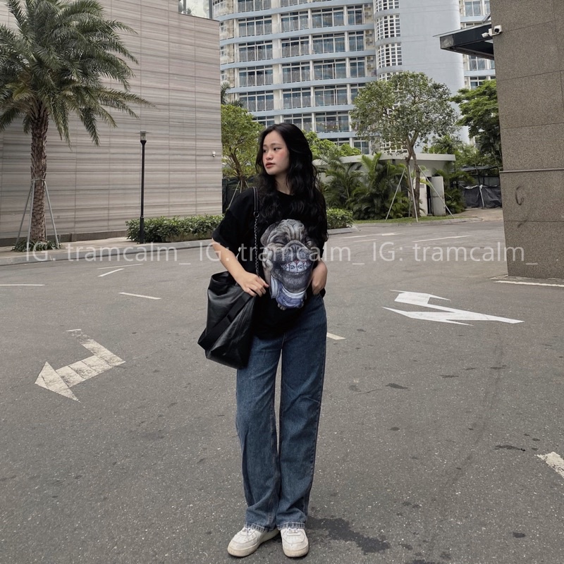 [ Ảnh Thật] Túi da trơn đen dây xích mang 2 kiểu năng động