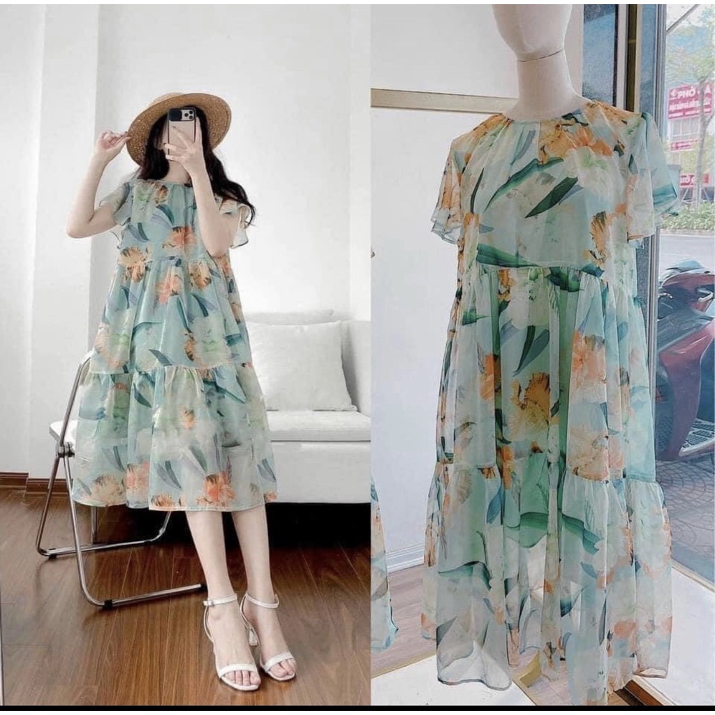 Váy Bầu Đẹp,Đầm Bầu Voan 2 Lớp Sang Chảnh Xinh Xắn Dễ Thương A047 Lin Store66