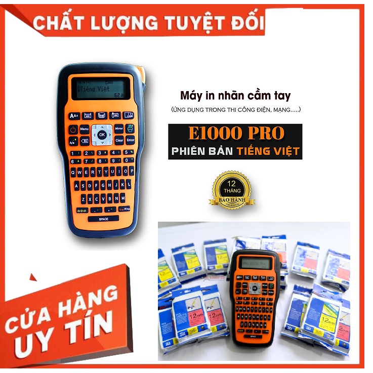 MÁY IN NHÃN CẦM TAY E1000 PRO BẢN TIẾNG VIỆT (CÓ ADAPTER) - CHÍNH HÃNG