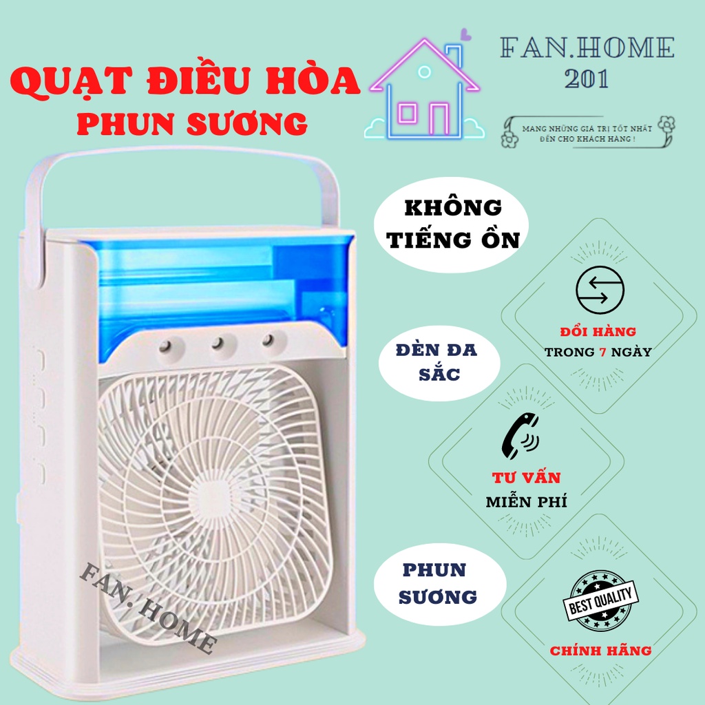 Quạt Điều Hòa Hơi Nước Mini , Điều Hòa Mini , Quạt Phun Sương Để Bàn , 3 Tốc Độ Gió Tích Hợp Đèn Led Nhiều Mà