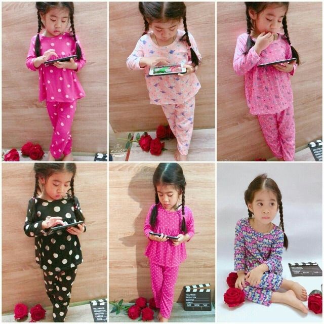 combo 5 bộ tay dài cho bé gái
