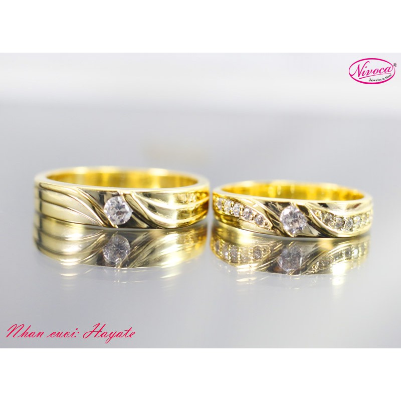 Nhẫn cặp Hayate, Nhẫn đôi Bạc Ý S950 xi mạ vàng 18k