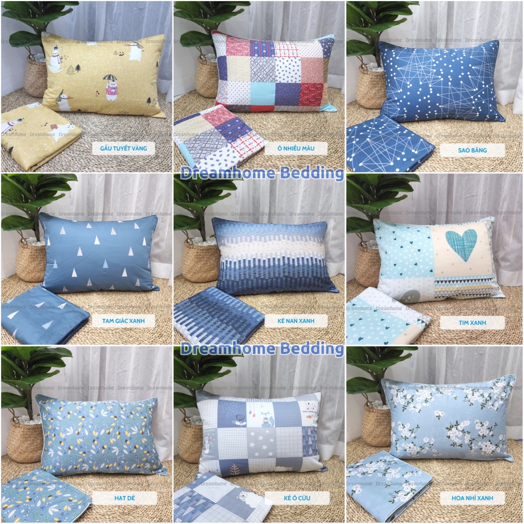 Vỏ gối 50x70cm Cotton Hàn DREAMHOME trần bông mỏng đẹp, đanh mát, có khóa kéo tiện lợi (1 cái)