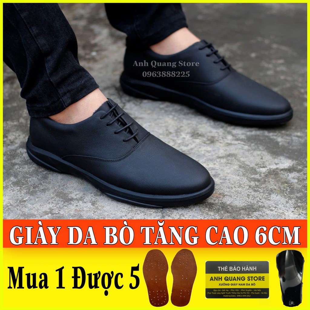 Giày Da Nam Tăng Chiều Cao 6Cm - Chất Liệu Da Bò Cao Cấp - Đế Cao Su Đúc Êm Ái - Phong Cách Trẻ Trung Năng Động GC335