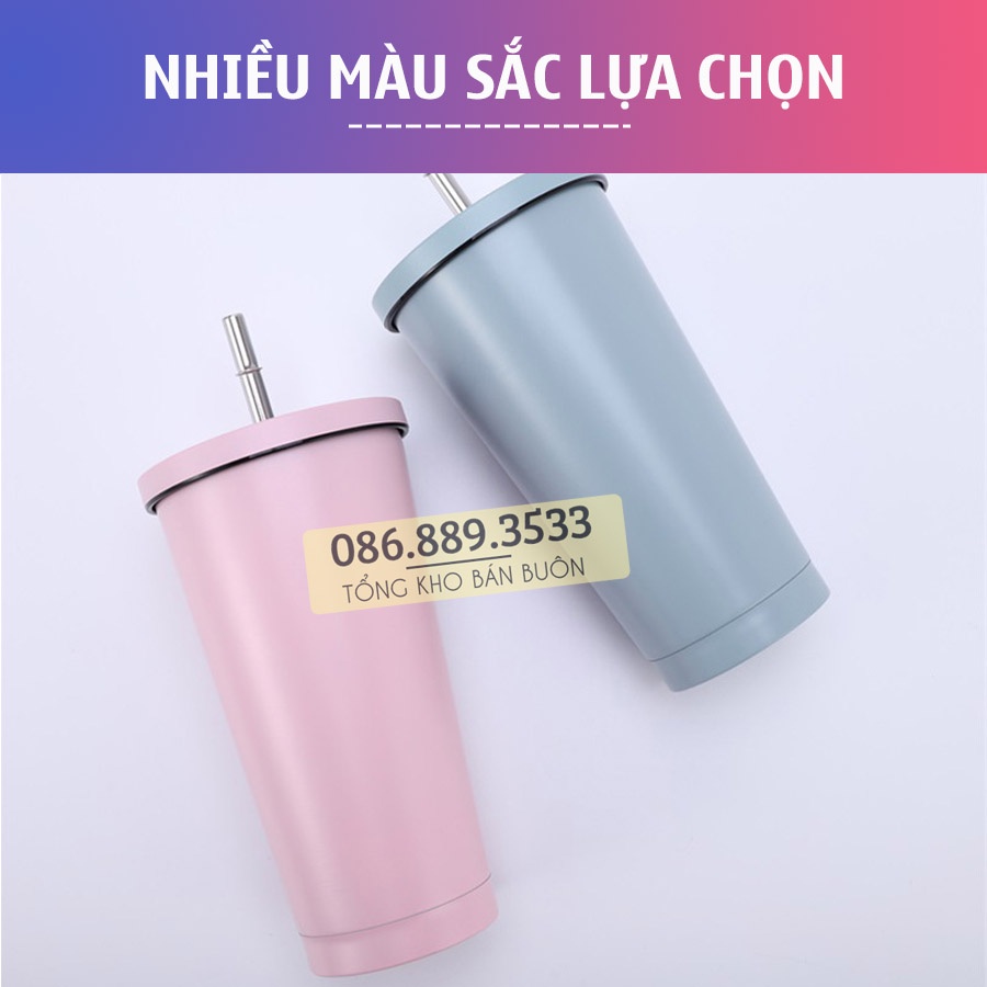 Ly Giữ Nhiệt 750ML - Inox 304 Cao Cấp - Cốc Giữ Nhiệt 500ML - Giữ Nhiệt Siêu Lâu - Tặng Kèm Ống Hút Inox