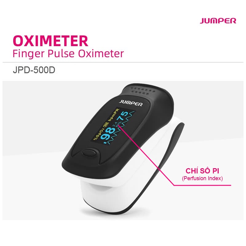 Máy đo spo2 cầm tay Jumper 500D - Máy đo nồng độ oxy trong máu spo2