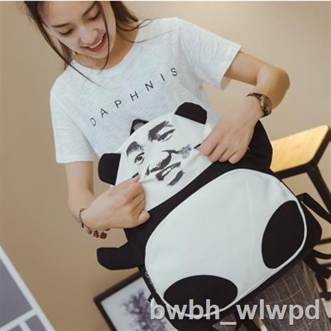 ۞✼✥Fashion Man Bag Cá tính sáng tạo Jin Curator Emoji Backpack Panda Shoulder School Trend Vải học sinh trung