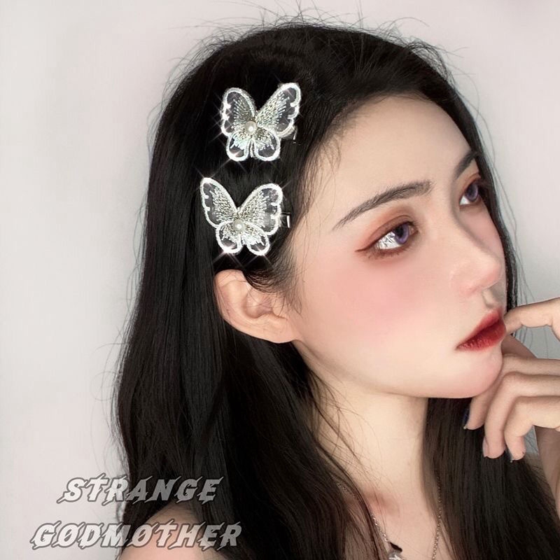 Pearl Embroidery Butterfly Hairclips