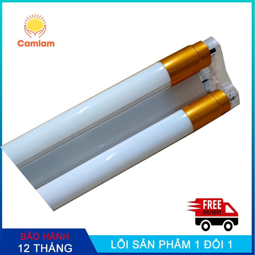 Combo 2 đèn led tuýp thủy tinh 1.2 mét  30w ánh sáng trắng + 1 bộ máng đèn led đôi 1,2 mét cao cấp