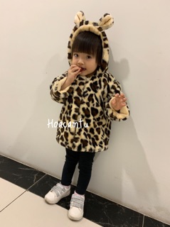 Áo khoác lông hoạ tiết da báo (Hao phan)