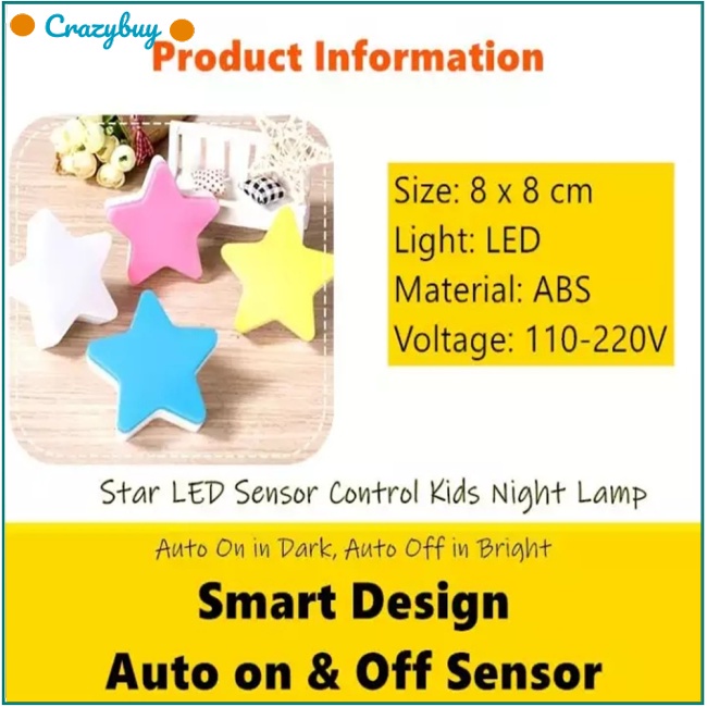 Cr Đèn Ngủ Led Cảm Ứng Hình Ngôi Sao Mini Cho Phòng Ngủ Của Bé
