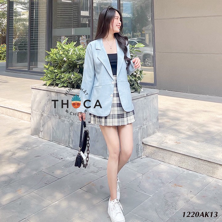 Blazer áo khoác vest 2 lớp trơn túi xéo màu xanh ngọc THOCA HOUSE sang trọng xu hướng Hàn Quốc, dễ phối đồ | BigBuy360 - bigbuy360.vn