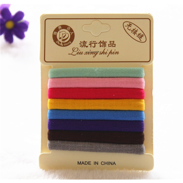 Set 8 sợi cột tóc thun co giãn tốt nhiều màu phụ kiện tóc cho nữ