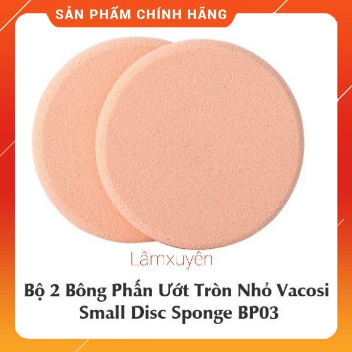 VACOSI SMALL DISC SPONGE _2PCS BP03 -Bông phấn ướt tròn nhỏ ( bịch 2 miếng)  bông phấn mềm mịn,dễ tán tiện lợi