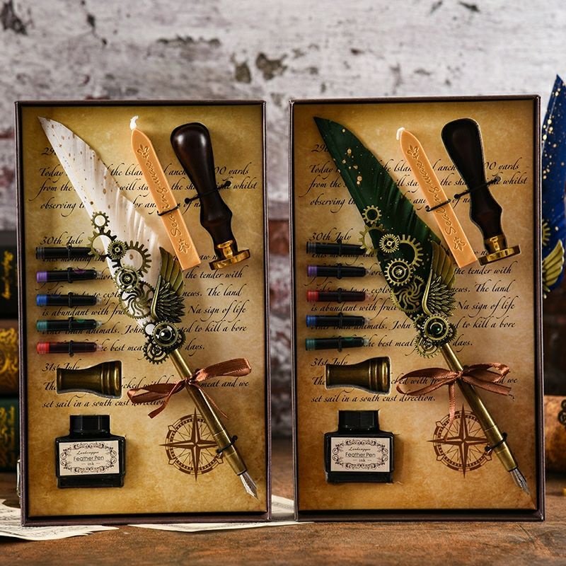 Bút Máy Thiết Kế Lông Vũ Phong Cách Harry Potter Độc Đáo