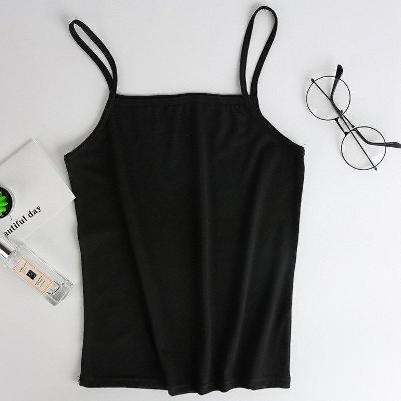 Áo Hai Dây Dáng Ngắn Màu Sắc Trơn Dễ Phối Đồ Cho Nữ