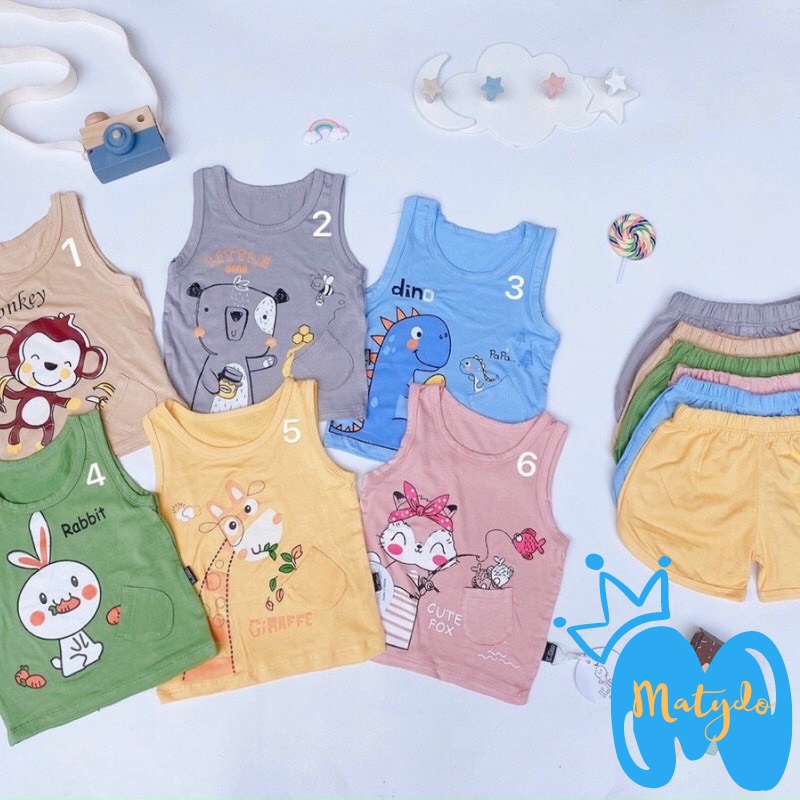 Quần áo trẻ em MATYDO bộ ba lỗ sát nách cao cấp nhiều màu đáng yêu cho bé TL04