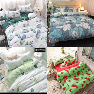 Mẫu HOA-QUẢ Bộ vỏ chăn ga gối cotton poly nhập
