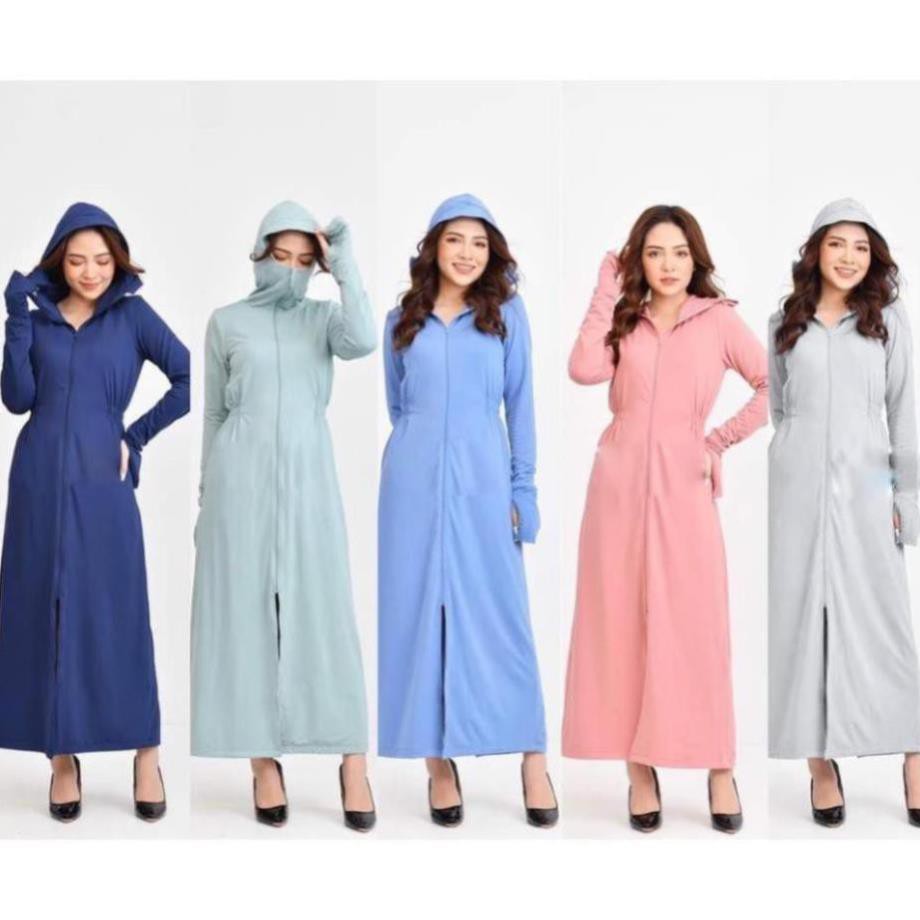 Áo chống nắng nữ toàn thân cao cấp, áo chống nắng GU 2 lớp dáng dài, hàng xuất Nhật 1 2 3 4 5