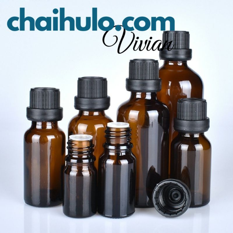 chai 5ml thủy tinh nâu nắp đen nhỏ giọt