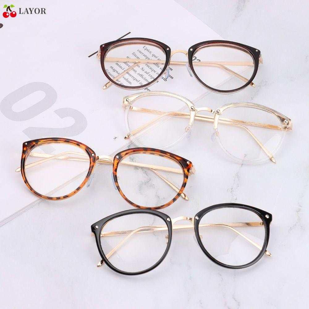 Mắt Kính Gọng Tròn Bằng Kim Loại Siêu Nhẹ Nhiều Màu Sắc Họa Tiết Da Báo Thời Trang Cho Nữ