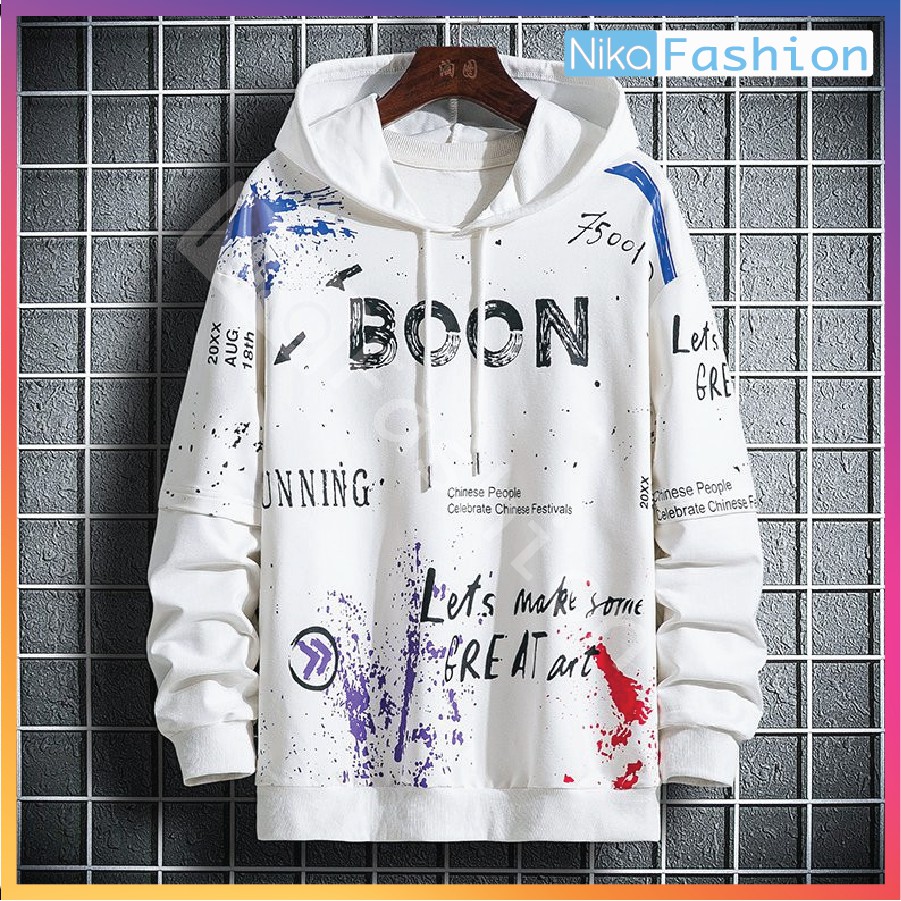 Áo Nikafashion Hoodie Nón Unisex Nam Nữ Chất Vải Nỉ Freesize 1 kích cỡ Form Dáng Rộng Dưới 65kg Mặc Đẹp BOOM BOOM