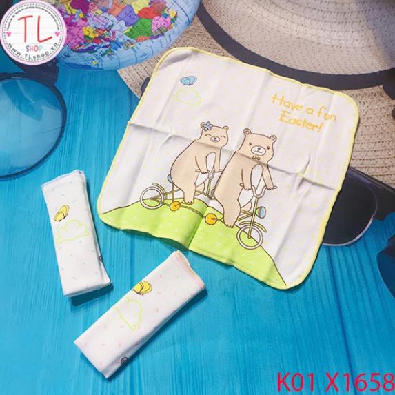 Khăn sữa cho bé - Set khăn sữa gấu nâu xinh xắn - Đồ dùng trẻ em