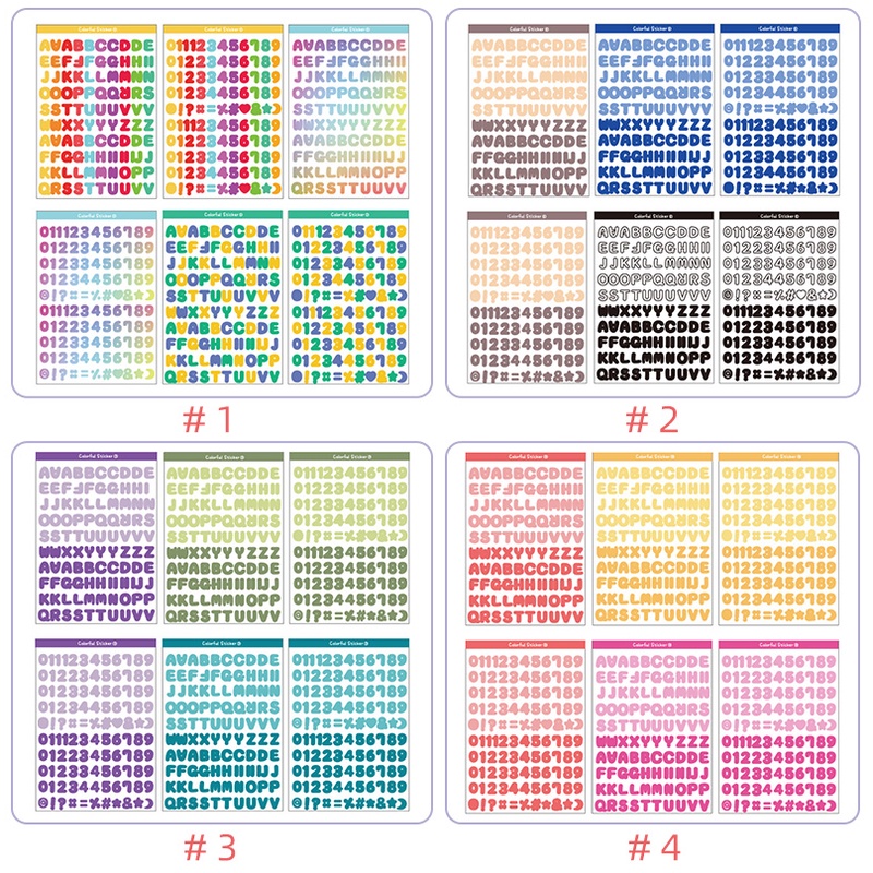 Bộ 6 Tấm Sticker Dán Trang Trí Hình Chữ Số Nhiều Màu Phong Cách Hàn Quốc