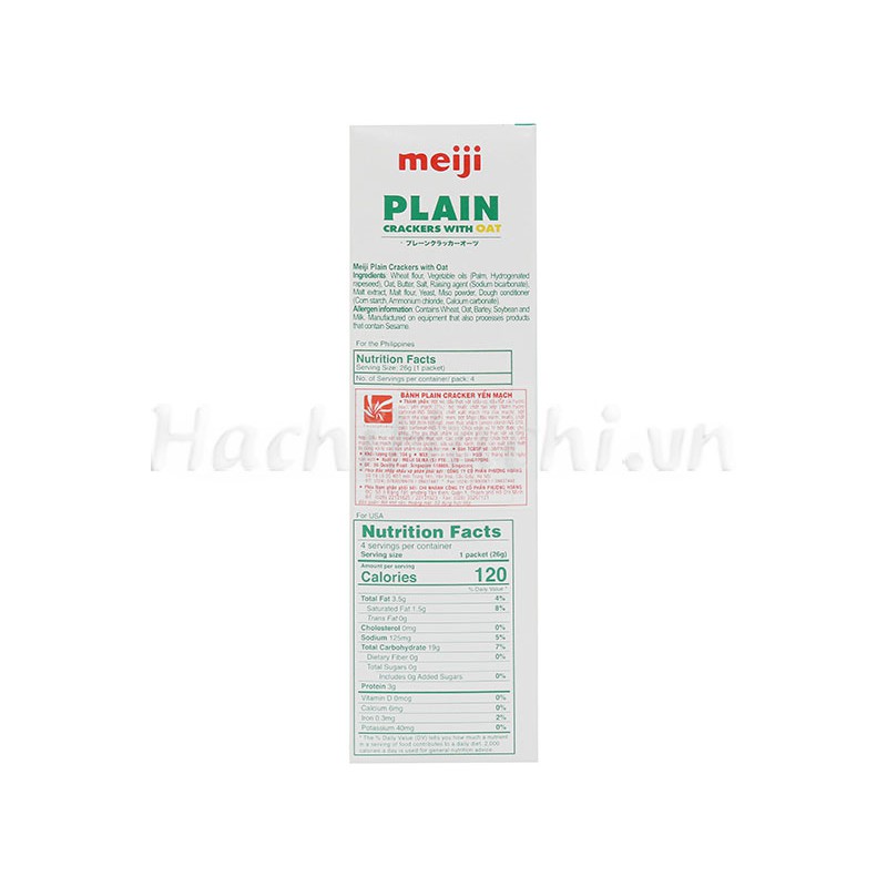 BÁNH PLAIN CRACKER YẾN MẠCH MEIJI 104G - Hachi Hachi Japan Shop