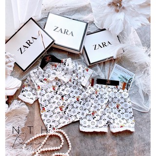 BỘ PIZAMA LỤA HOẠ TIẾT CHO BÉ