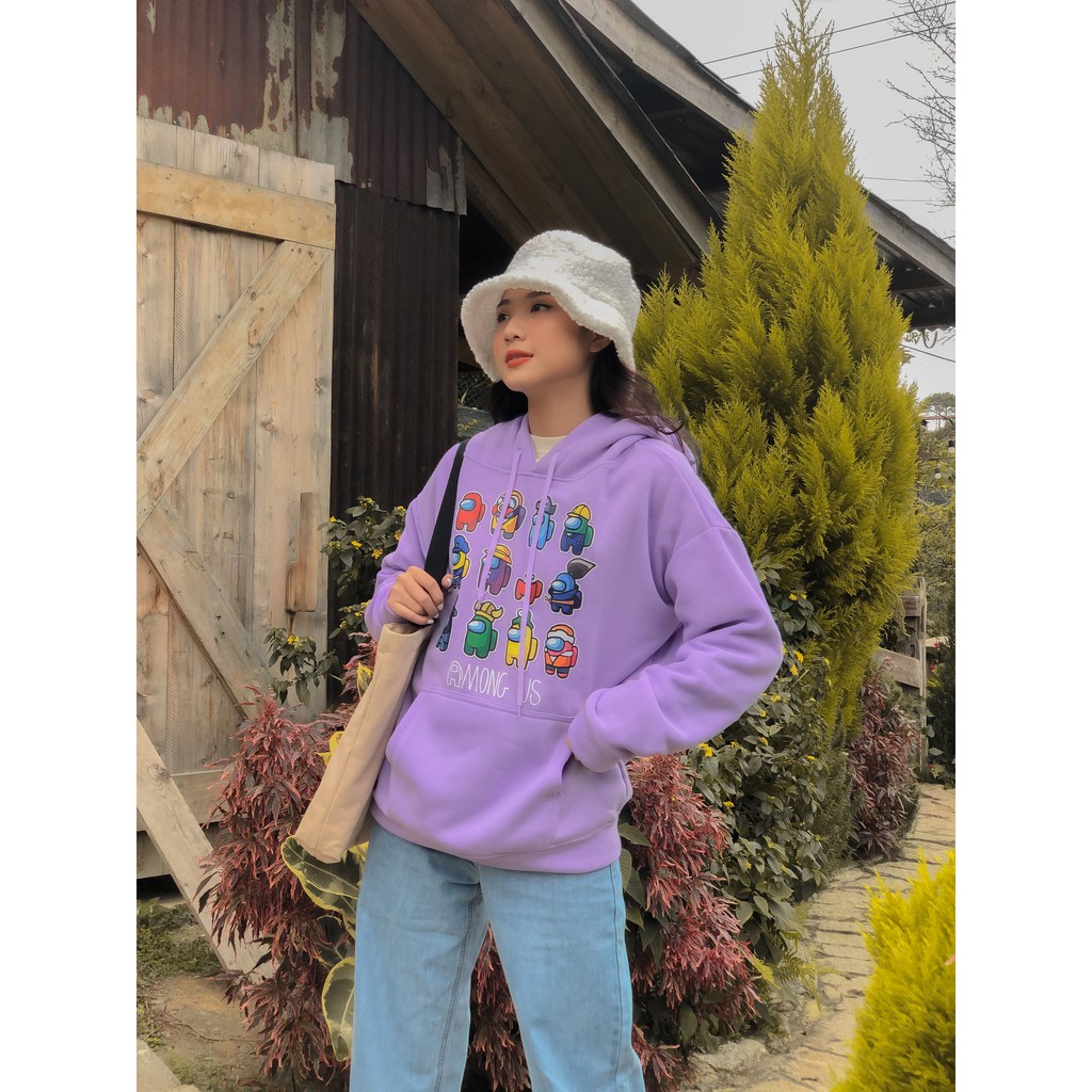 ÁO HOODIE NỈ COTTON UNISEX AMONG MINI FORM RỘNG NAM NỮ