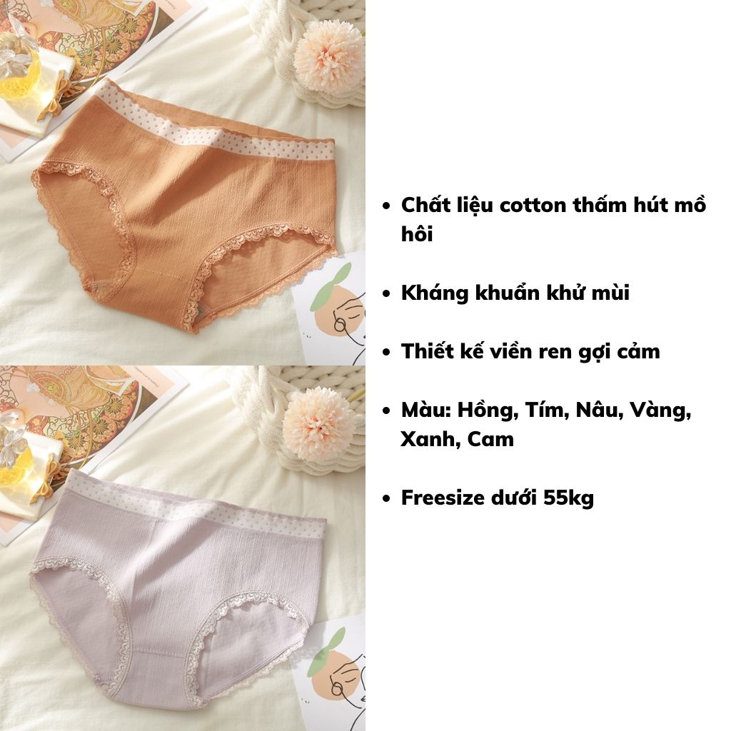 Quần lót nữ cotton cao cấp kháng khuẩn viền ren sexy quyến rũ DOPICO Q13
