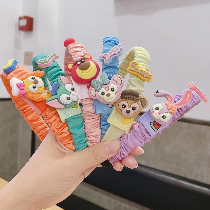 Băng đô cài tóc bờm xước tóc bằng nhựa bọc vải cho bé gái nhiều hoạ tiết thời trang Hàn Quốc cute GG2104.07 - #bomtoc