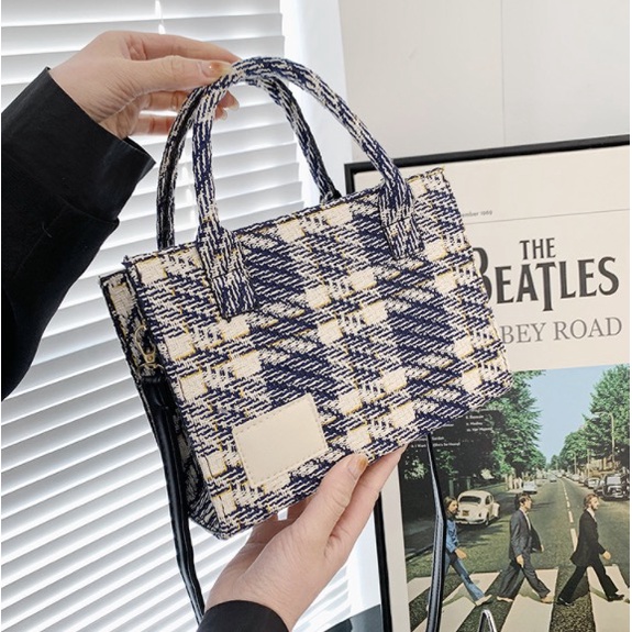 Túi tote kẻ sọc Túi đeo chéo thời trang Túi vuông nhỏ