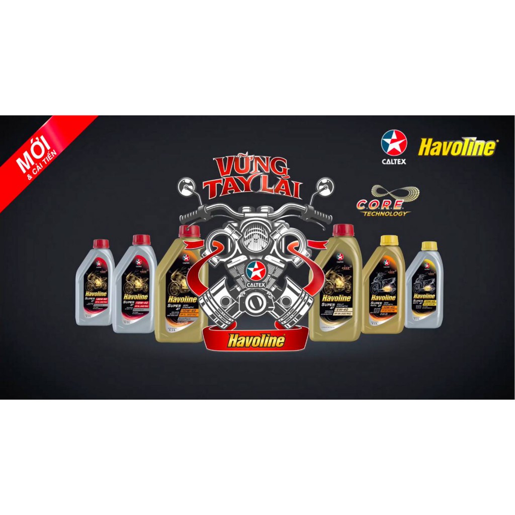 [Mã LIFEAUMAY giảm 10% tối đa 30k đơn 150k] Dầu nhớt Caltex Havoline Super 4T SAE 15W-40 0.8L (xe số)