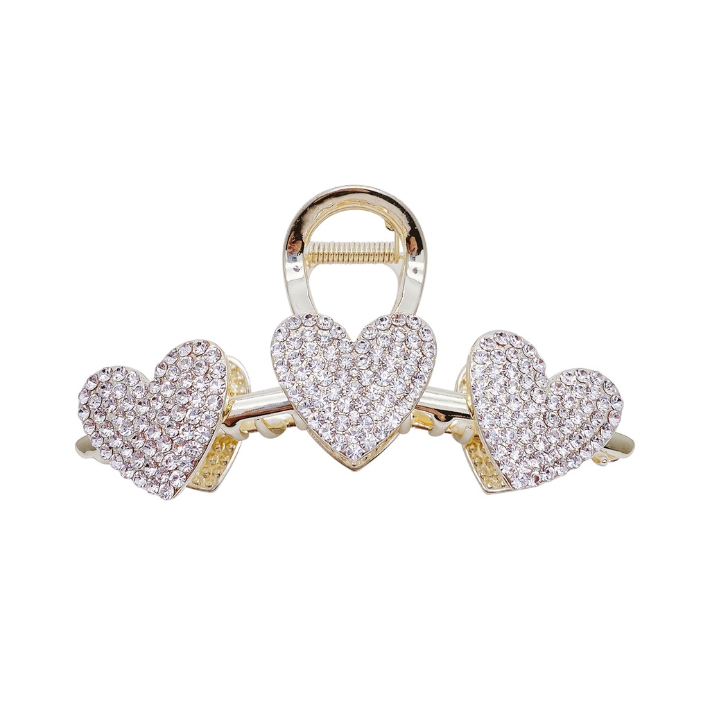 Kẹp Tóc Đính Đá Pha Lê Hình Trái Tim Sang Trọng Phong Cách Hàn Quốc