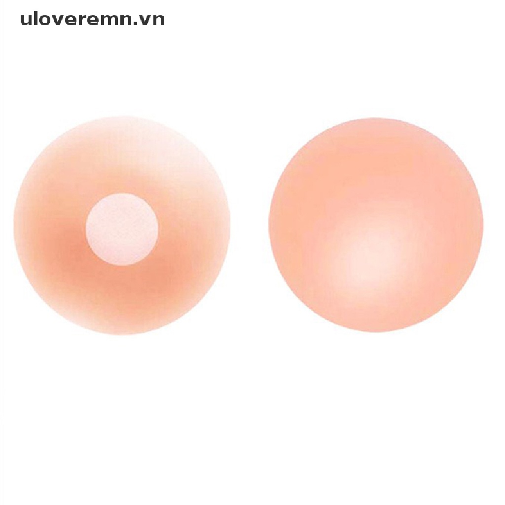 Uloveremn 1 Cặp Miếng Dán Ngực Silicone Vô Hình Tự Dính Không Dây Tái Sử Dụng Được Hình Cánh Hoa Tròn Cho Nữ