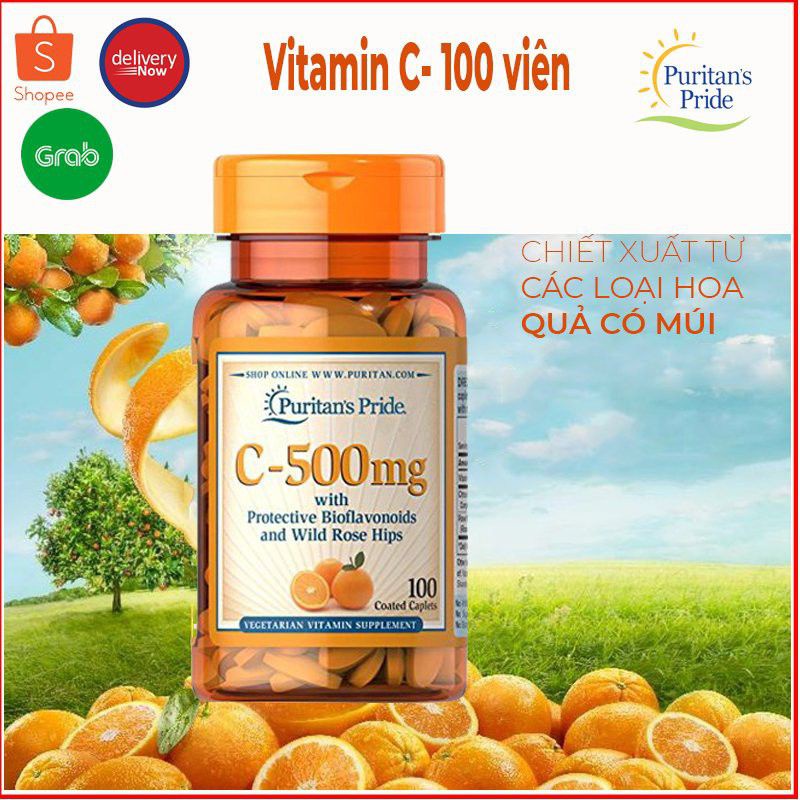 Viên uống bổ sung Vitamin C 1000mg, C 500mg Puritan's Pride 100v